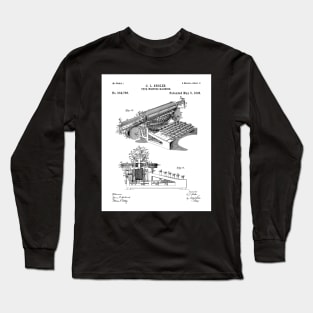 Typewriter Patent - Editor Writer Home Office Decor Art - White Long Sleeve T-Shirt